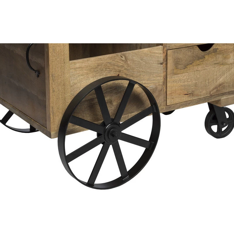 40 Bottle Industrial Wood & Iron Bar Trolley Cart - Image 5