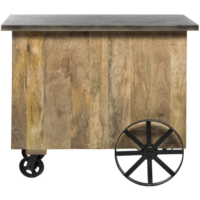 40 Bottle Industrial Wood & Iron Bar Trolley Cart - Image 7