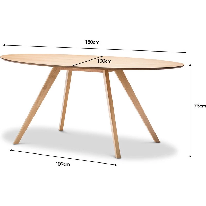 Scandinavian Oval Wooden Dining Table In Oak 1800mm - Image 5