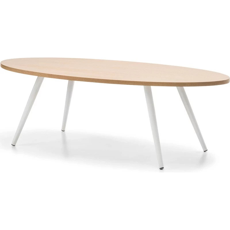 Dizzy Oval Veneer & Steel Coffee Table White 1.2m - Image 2