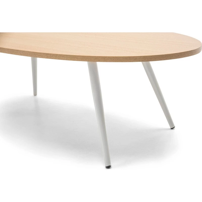 Dizzy Oval Veneer & Steel Coffee Table White 1.2m - Image 4
