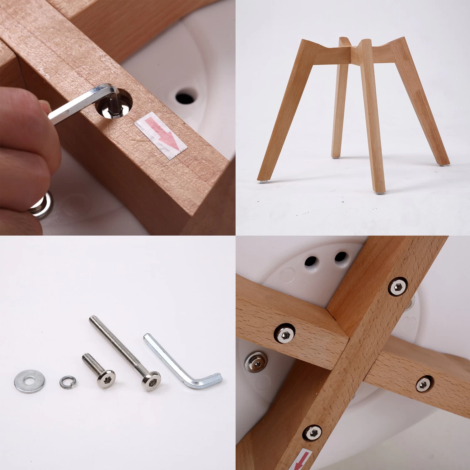 4X Retro Dining Cafe Chair Padded Seat WHITE - Image 3