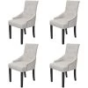 Dining Chairs 4 Pcs Cream Grey Fabric VidaXL