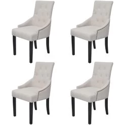 Dining Chairs 4 Pcs Cream Grey Fabric VidaXL