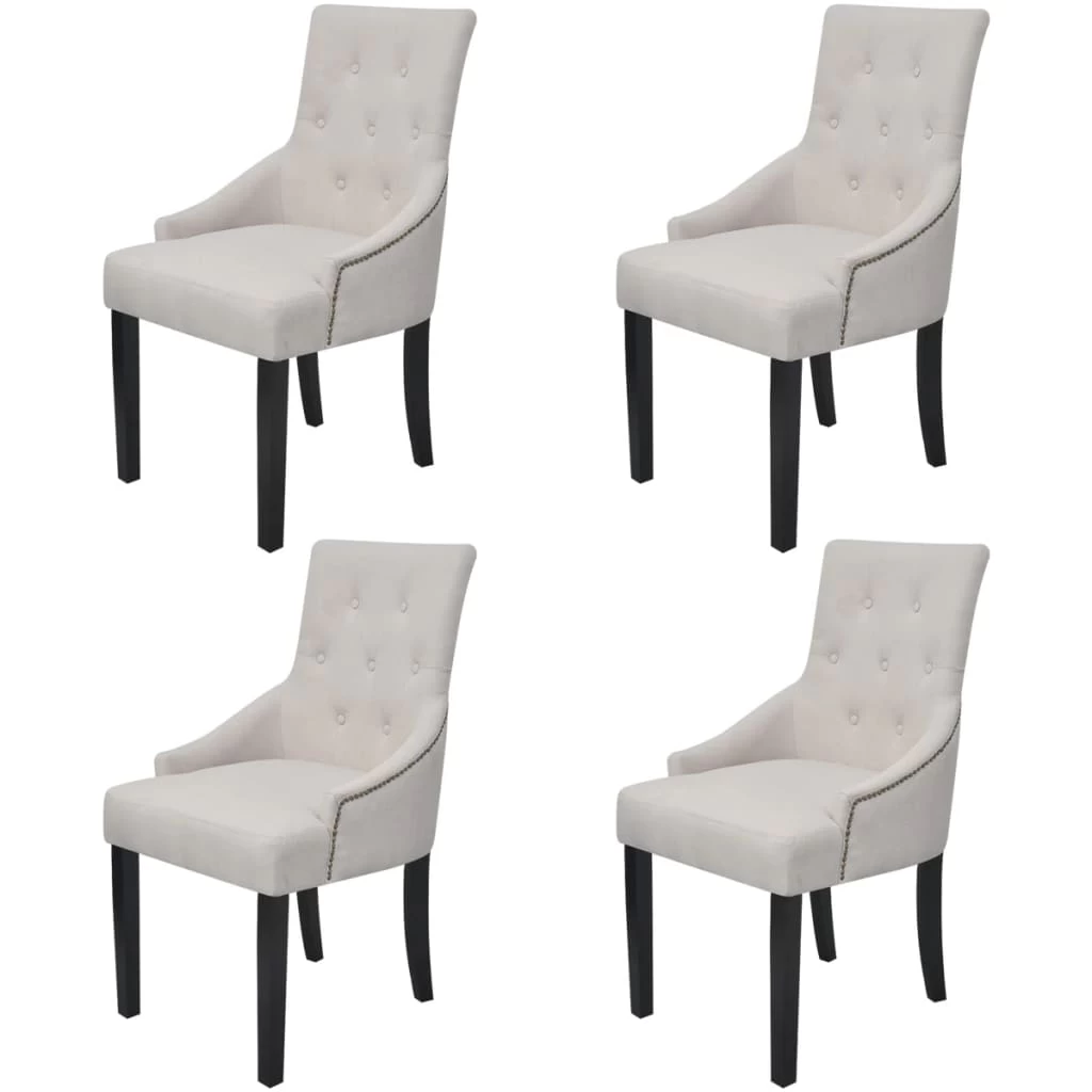 Dining Chairs 4 Pcs Cream Grey Fabric VidaXL