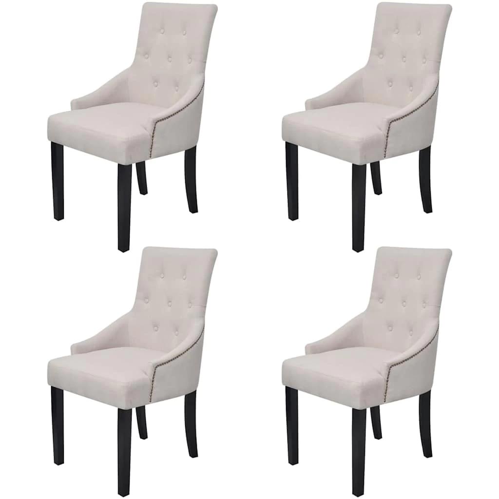 Dining Chairs 4 Pcs Cream Grey Fabric VidaXL - Image 2