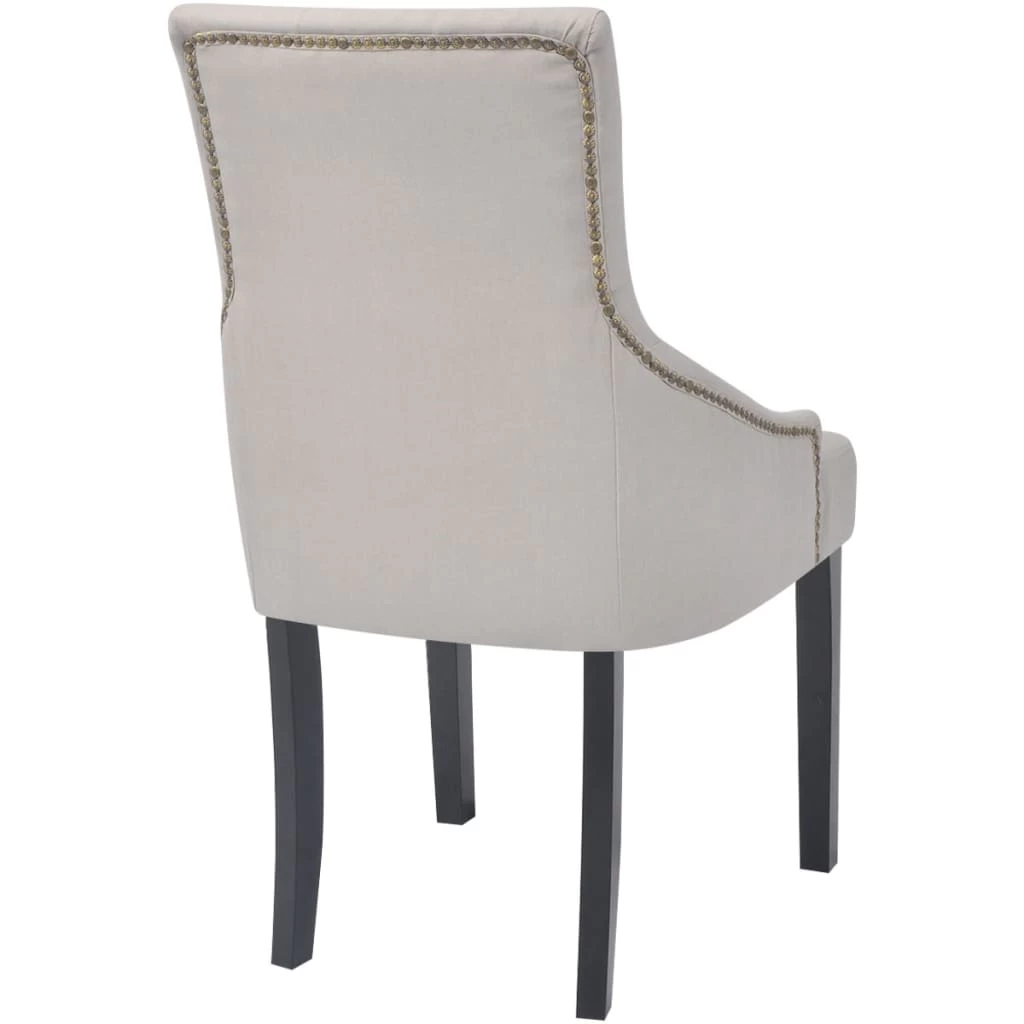 Dining Chairs 4 Pcs Cream Grey Fabric VidaXL - Image 6