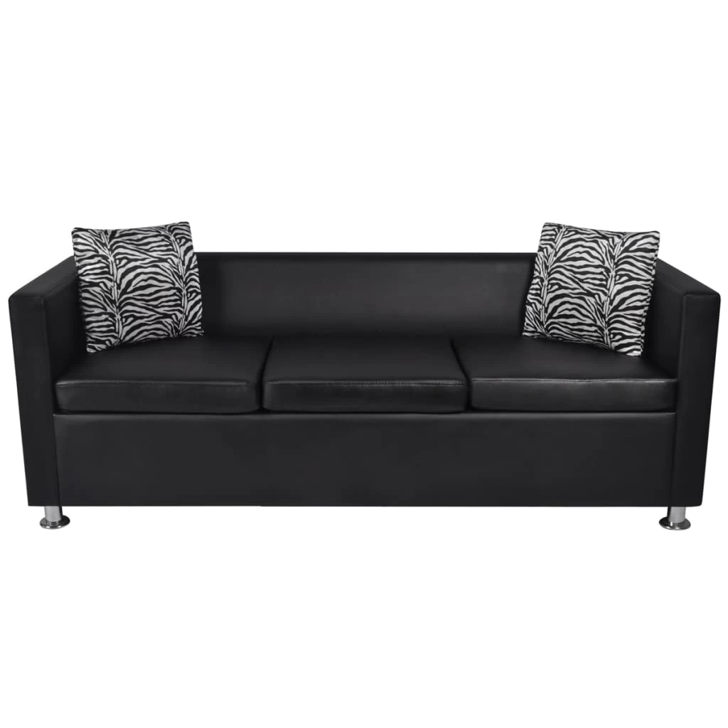 Sofa Set Artificial Leather 3-Seater And 2-Seater Black VidaXL - Image 3
