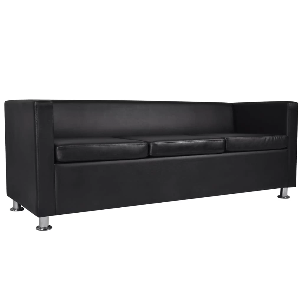 Sofa Set Artificial Leather 3-Seater And 2-Seater Black VidaXL - Image 6