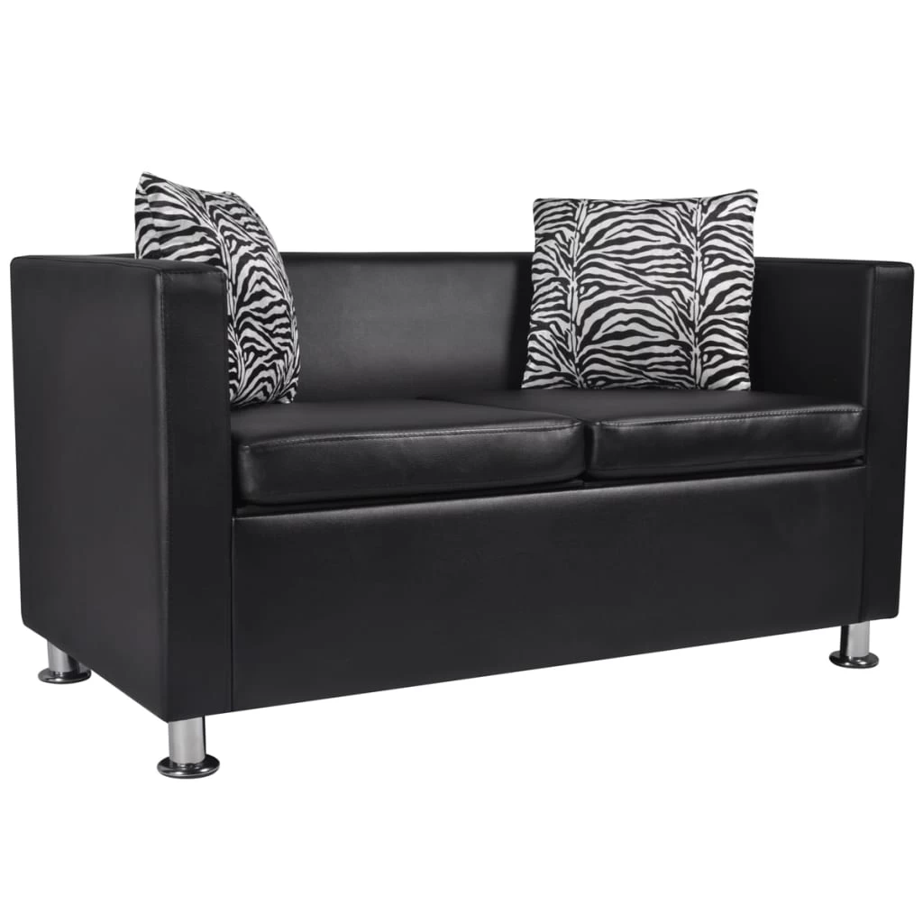 Sofa Set Artificial Leather 3-Seater And 2-Seater Black VidaXL - Image 8