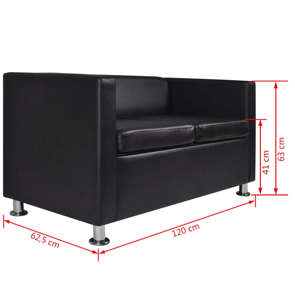 Sofa Set Artificial Leather 3-Seater And 2-Seater Black VidaXL - Image 12