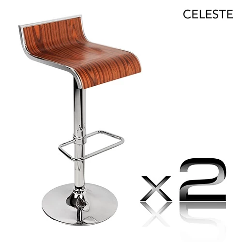2x Designer Gas Lift Wooden Bar Stools In 8 Styles - Image 2