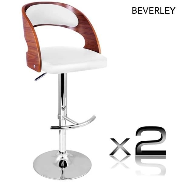 2x Designer Gas Lift Wooden Bar Stools In 8 Styles - Image 5