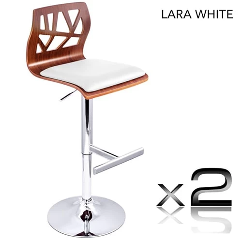 2x Designer Gas Lift Wooden Bar Stools In 8 Styles - Image 6