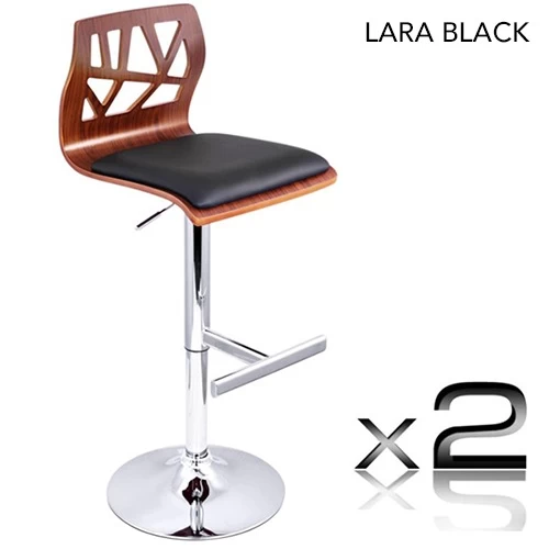 2x Designer Gas Lift Wooden Bar Stools In 8 Styles - Image 7