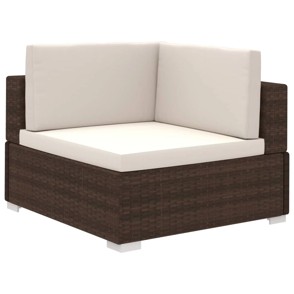 6 Piece Garden Lounge Set With Cushions Poly Rattan Brown VidaXL - Image 4