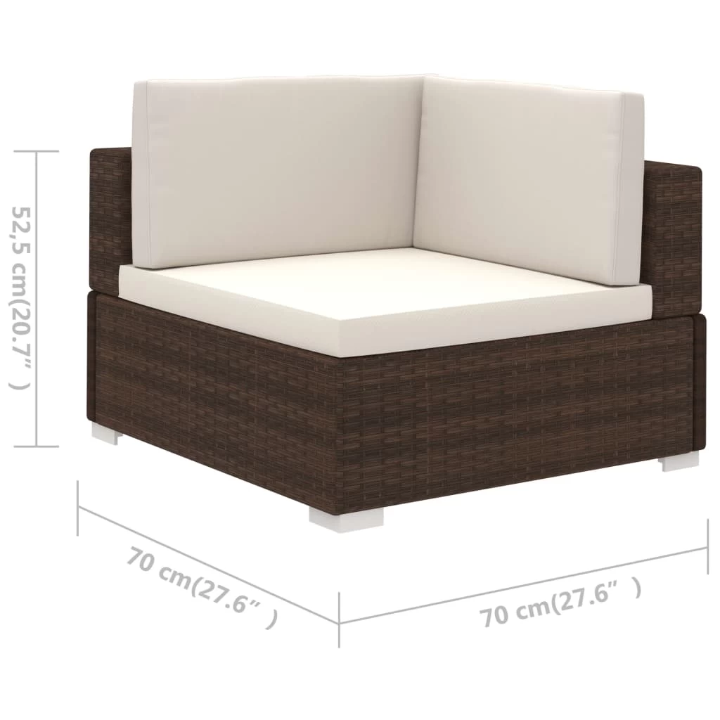 6 Piece Garden Lounge Set With Cushions Poly Rattan Brown VidaXL - Image 8