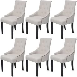 Dining Chairs 6 Pcs Cream Grey Fabric VidaXL