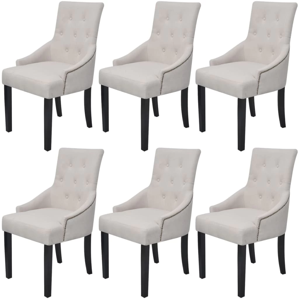 Dining Chairs 6 Pcs Cream Grey Fabric VidaXL