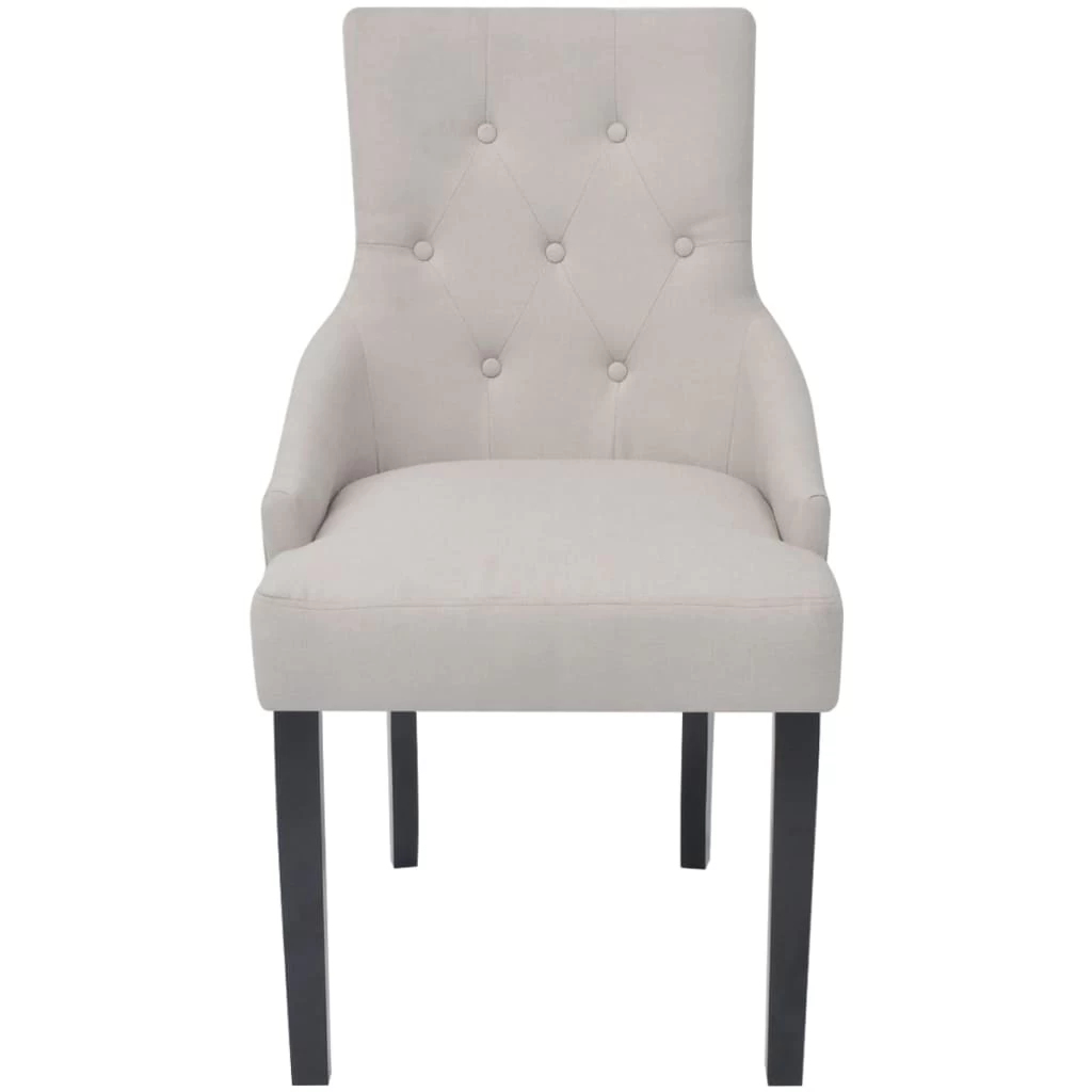 Dining Chairs 6 Pcs Cream Grey Fabric VidaXL - Image 3