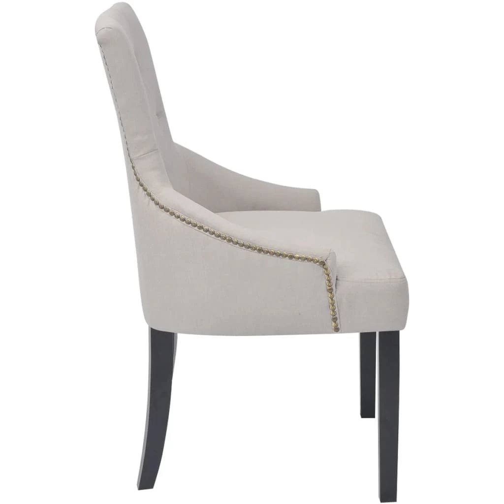 Dining Chairs 6 Pcs Cream Grey Fabric VidaXL - Image 4