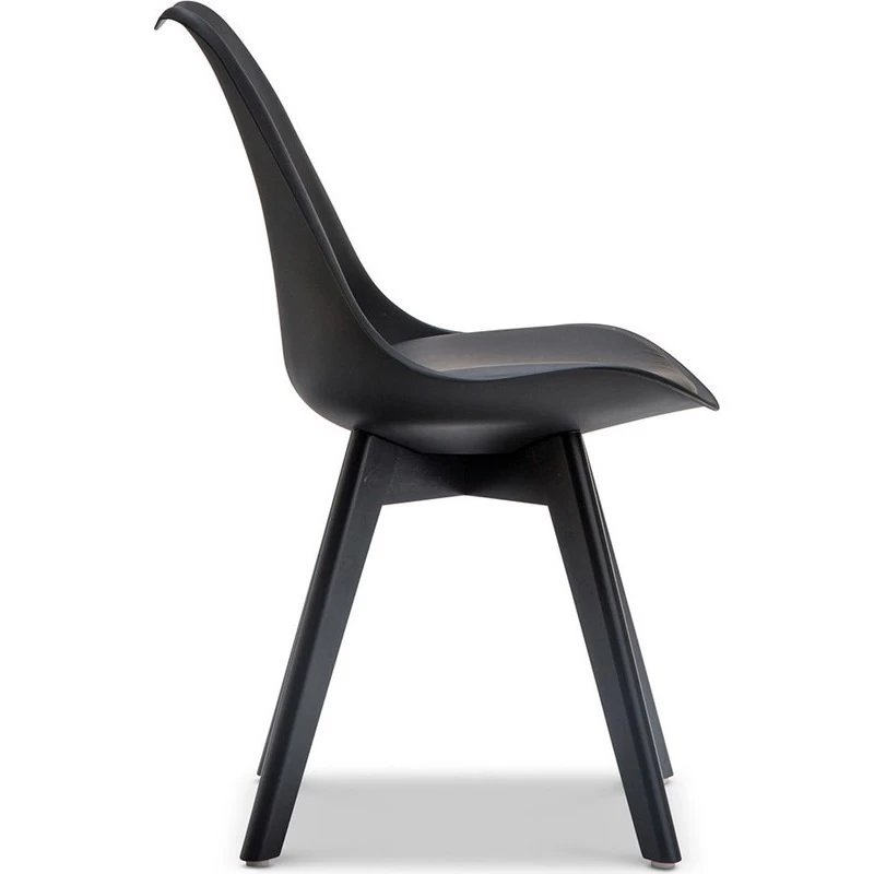 2x Eames DSW Inspired PU Leather Chair Solid Black - Image 2