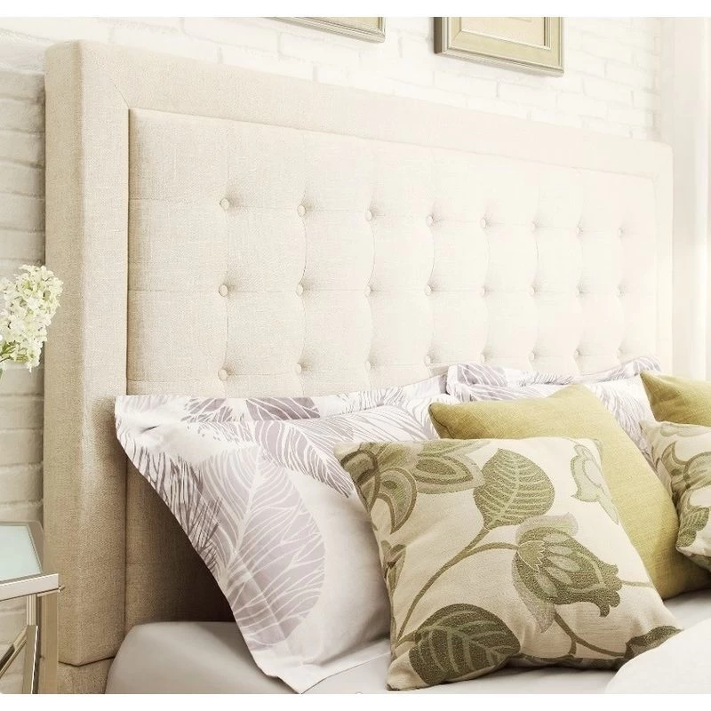 Gloucestershire King Single Linen Fabric Bed Frame In Beige - Image 3