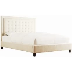 Gloucestershire Queen Size Linen Fabric Bed Frame In Beige