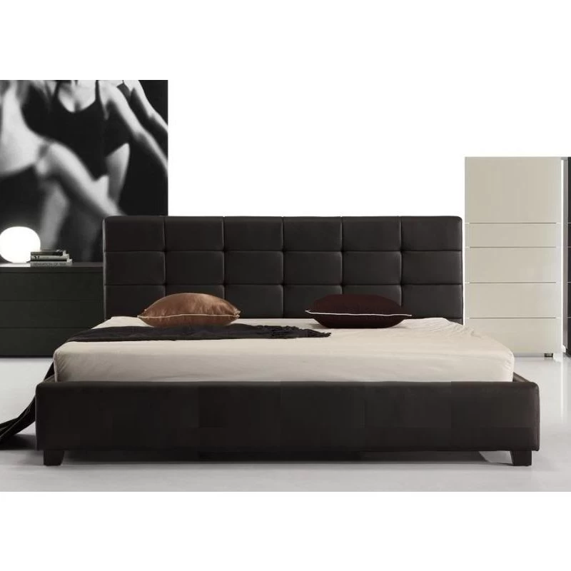 Fife Double PU Leather Padded Bed Frame In Black - Image 2
