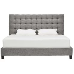 Bedford Double Size Linen Fabric Bed Frame In Grey