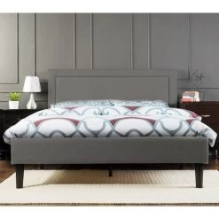 Portsmouth Double Size Linen Fabric Bed Frame - Grey