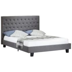 Kintyre King Fabric Upholstered Bed Frame In Grey