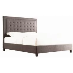 Gloucestershire Queen Size Linen Fabric Bed Frame In Grey