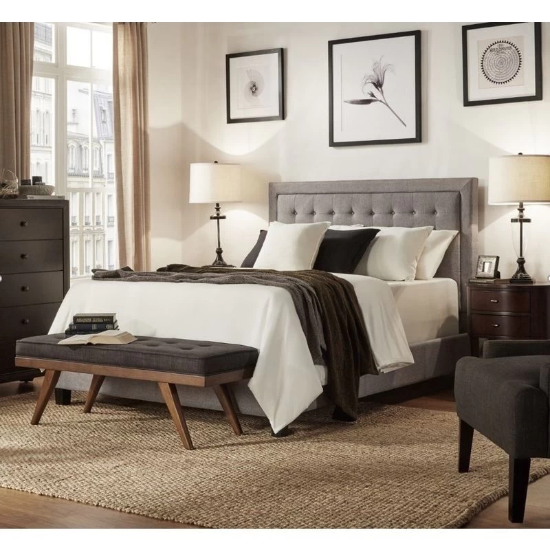 Gloucestershire Queen Size Linen Fabric Bed Frame In Grey - Image 2