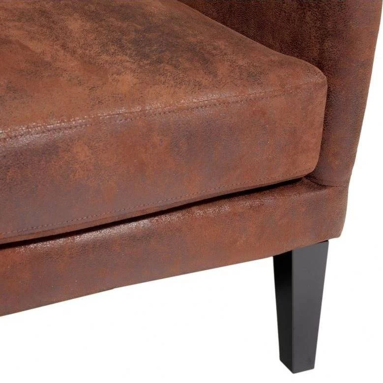 Vintage Microfibre High Back Armchair In Brown - Image 2