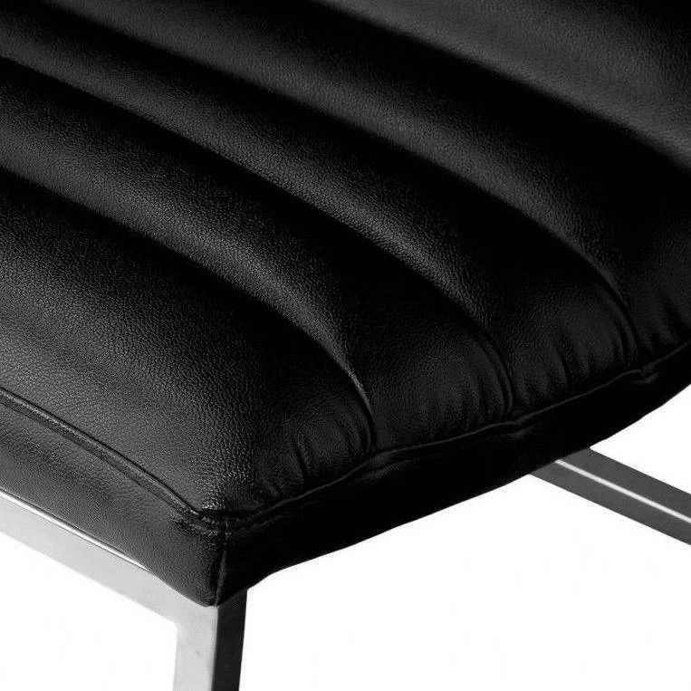 Small Rhea Bonded Leather Steel Lounge Chair Black - Image 4