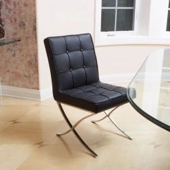 Pandora Modern Bonded Leather Dining Chair In Black
