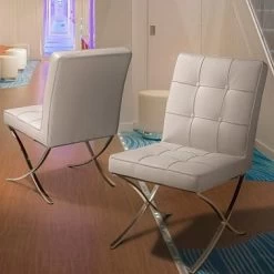 Pandora Modern Bonded Leather Dining Chair In White