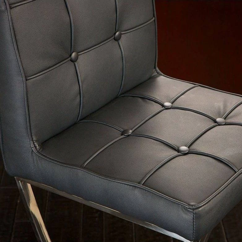 Pandora Bonded Leather & Steel Bar Stool In Black - Image 2