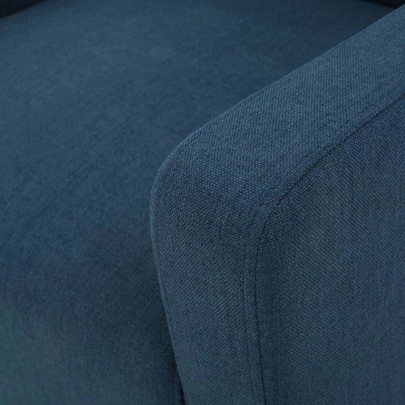Canberra Linen Fabric Tufted Armchair In Dark Blue - Image 4