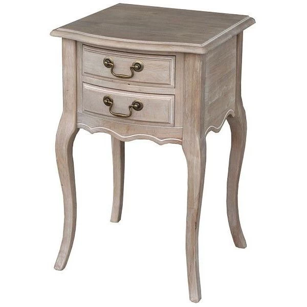 Louis XV Vintage Whitewash 2 Drawer Hall Table