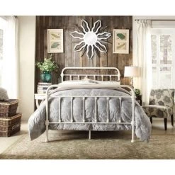 York Double Size Modern Metal Bed Frame In White