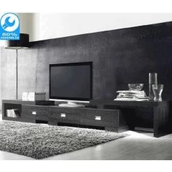 Extendable Oak TV Cabinet With 3 Drawers In Black