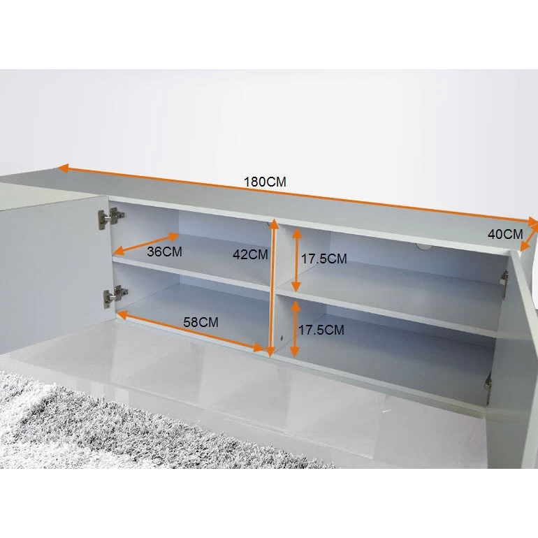 Suprilla TV Entertainment Unit In Gloss White 1.8m - Image 2