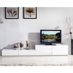 Tetra Step Design TV Entertainment Unit Gloss White