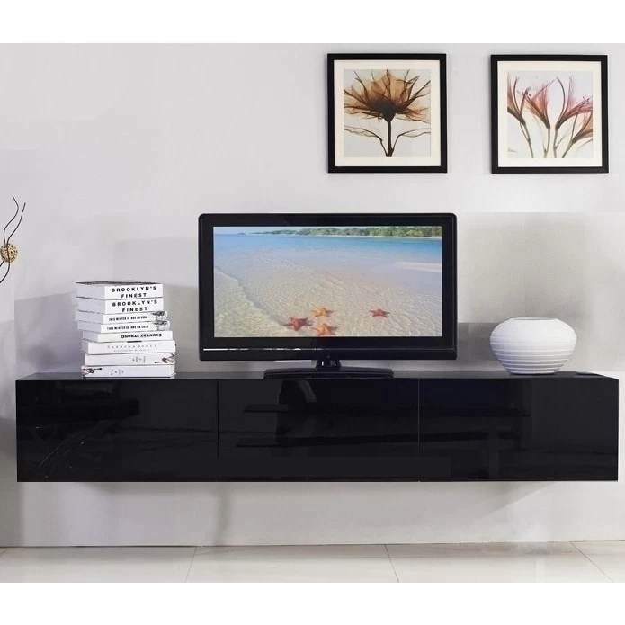 Majeston Floating TV Cabinet In Gloss Black 1.8m