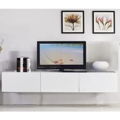 Majeston Floating TV Cabinet In Gloss White 1.8m