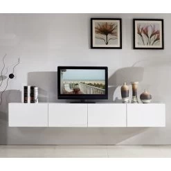 Majeston Floating TV Cabinet In Gloss White 2.4m