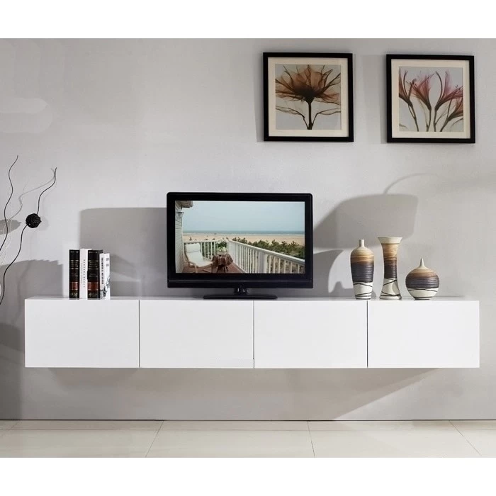 Majeston Floating TV Cabinet In Gloss White 2.4m
