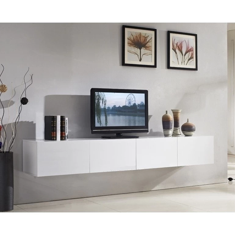 Majeston Floating TV Cabinet In Gloss White 2.4m - Image 2
